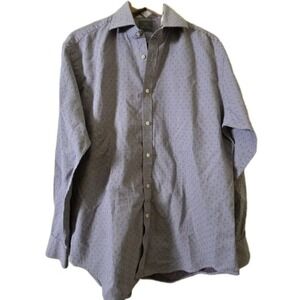 Thomas Dean Dress Shirt Pima Cotton Checkered Long‎ Sleeve Button Up Large